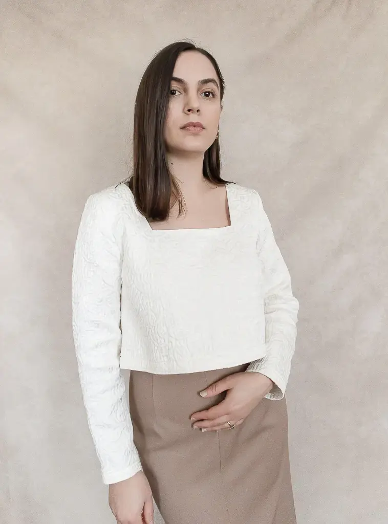 Rosa - crop top en jacquard de coton