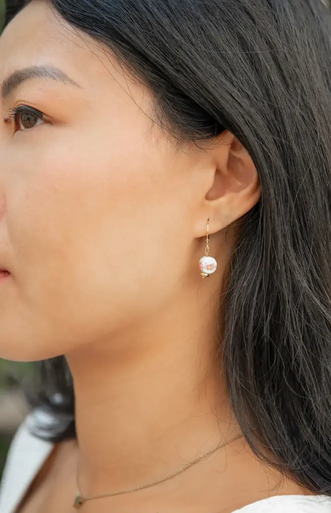 Boucles d'oreilles perle plate